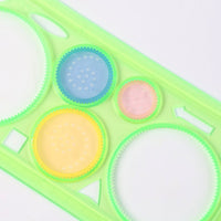 Design ruler spirograph geometry stencil set close-up view