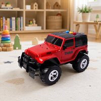 Rear view of durable kids' friction toy jeep for outdoor adventures