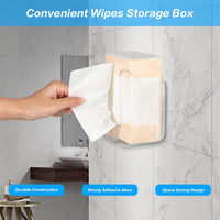 Transparent wall-mounted tissue box dispenser showcasing tissues inside