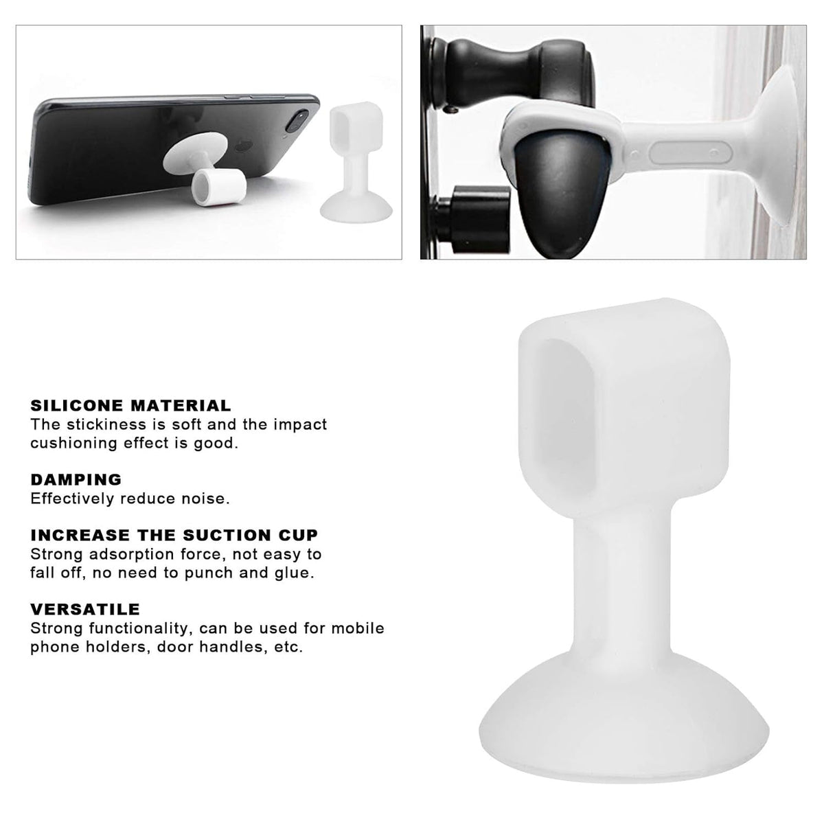 Durable silicone door stopper placed behind door lever to keep door open