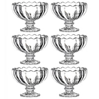 Set of glass ice cream bowls presented in a stylish printed gift box, ideal for gifting.