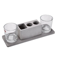Designer wine glass holder set with contemporary lead-free glasses.