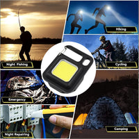 Multi-functional keychain flashlight with a folding bracket and bottle opener