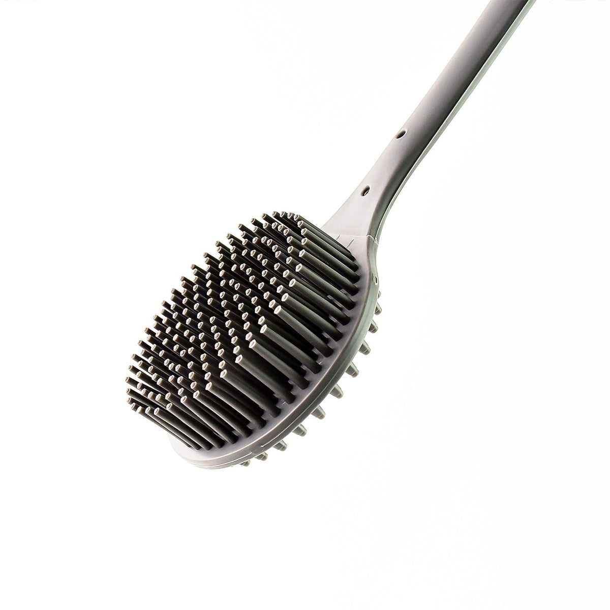 Deep clean silicone shower brush with quick dry hanging design