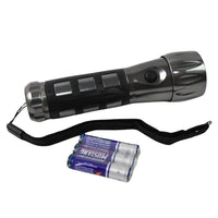 Rugged aluminium body of the compact LED hand torch for outdoor adventures.