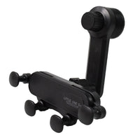 Universal car phone holder designed to fit various horizontal and vertical air vent types.
