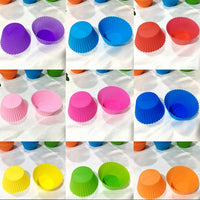High-angle view of a durable silicone mould for baking cupcakes and muffins.