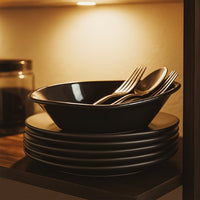 Glossy finish black plastic Marin serving bowl suitable for everyday use