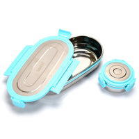 Stainless steel lunch box with a smaller steel container