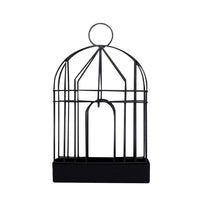 A black iron birdcage-style empty holder with a simple, clean design is presented on a white background.
