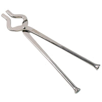 Full round stainless steel cooking tool pincer securely gripping hot pots