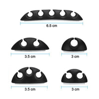 Detailed view of the 10-piece cable organiser clip set, providing solutions for tangled wires.