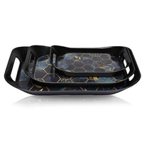 Elegant plastic serving tray set with eye-catching golden hexagonal print