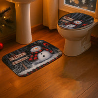 Festive 3-piece bath rug set with plush surface and foam padding