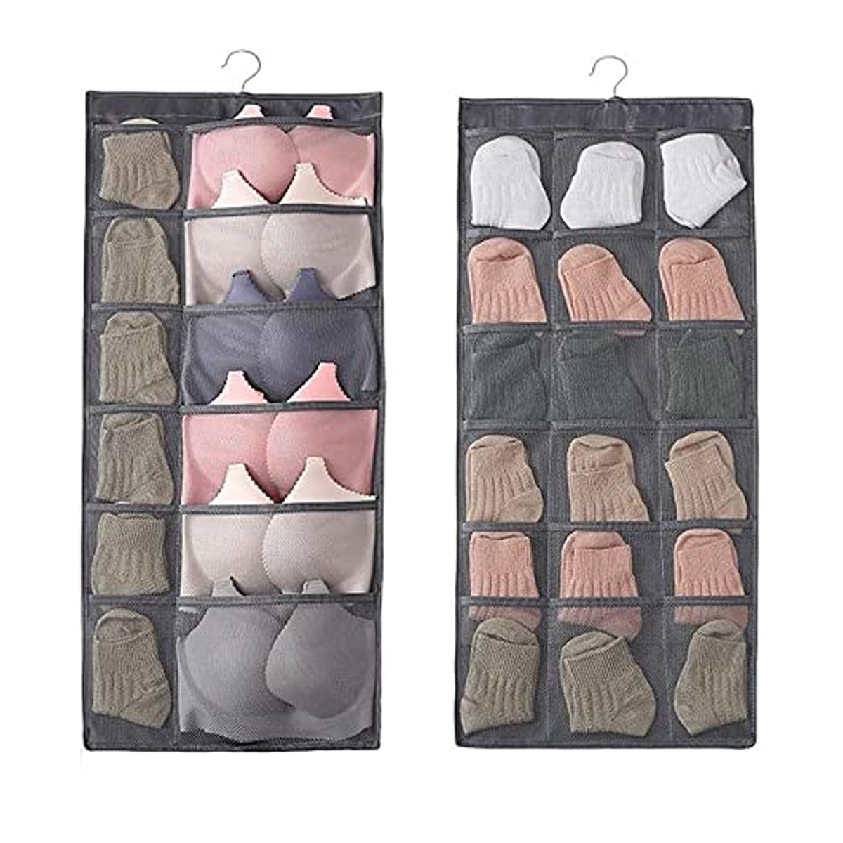 Close-up of breathable fabric and quality stitching on hanging organizer