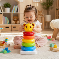Children's jumbo stacking rings toy designed for color and shape recognition.