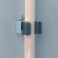 Infographic highlighting the waterproof and durable metal + resin material of the wall mount holder.