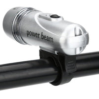 Side profile of the compact LED bicycle headlight with adjustable mount.