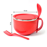 View of the insulated soup bowl from a different angle, highlighting its compact design.