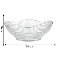 Empty plastic fruit storage basket with ripple design