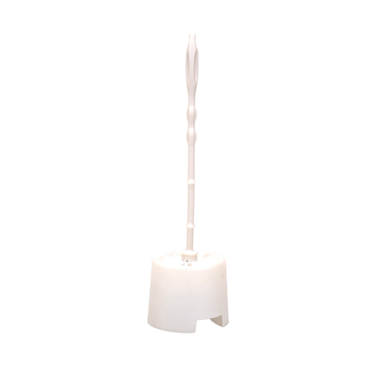 Ergonomic Pro Clean toilet cleaning brush securely placed in its potted holder.