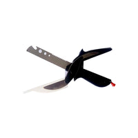 A person using the clever cutter to slice vegetables directly into a bowl.