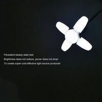 LED fan blade bulb illuminated in active use