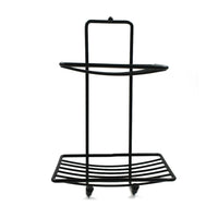 Space-saving stainless steel soap rack, showcasing its two-layer design.