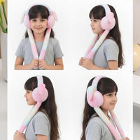 Feature shot highlighting soft plush fabric in kids winter earmuffs