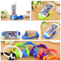 Top-down view of a hand shape mobile stand, ready to hold any smartphone.