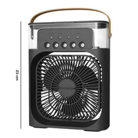 Specs detail shot of portable air cooler fan