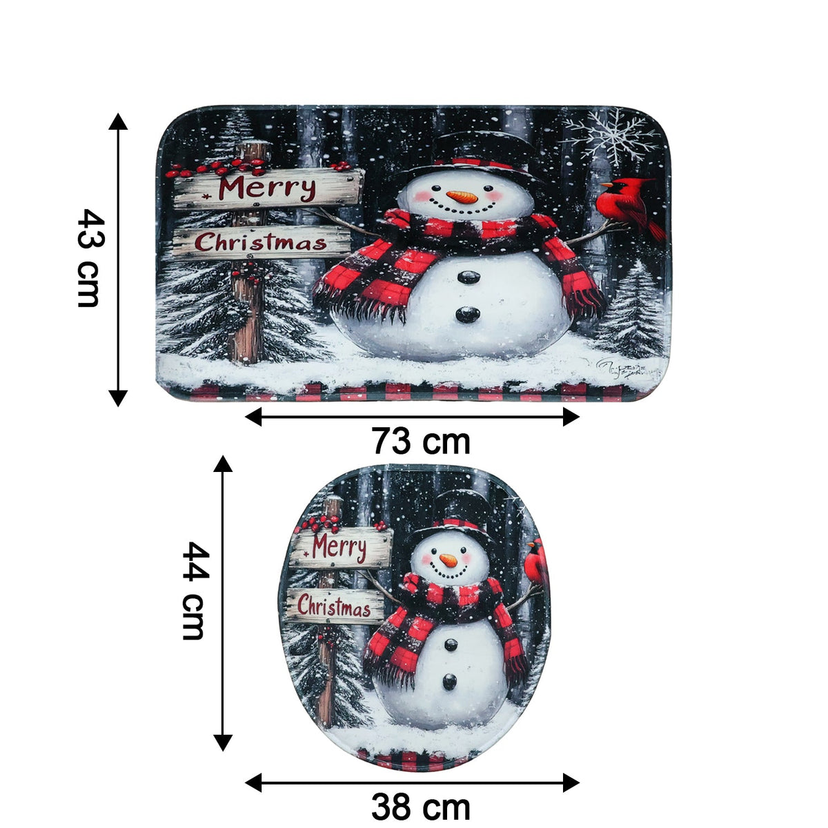 Machine washable Christmas bathroom mat set with soft microfiber texture
