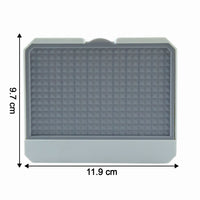 Close-up view of self-draining tray soap holder for wash basins