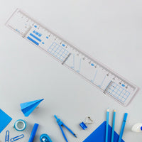 Multifunctional Transparent Plastic Geometry Ruler (1 Pc)