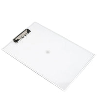 Student using a transparent exam pad for writing during an exam.