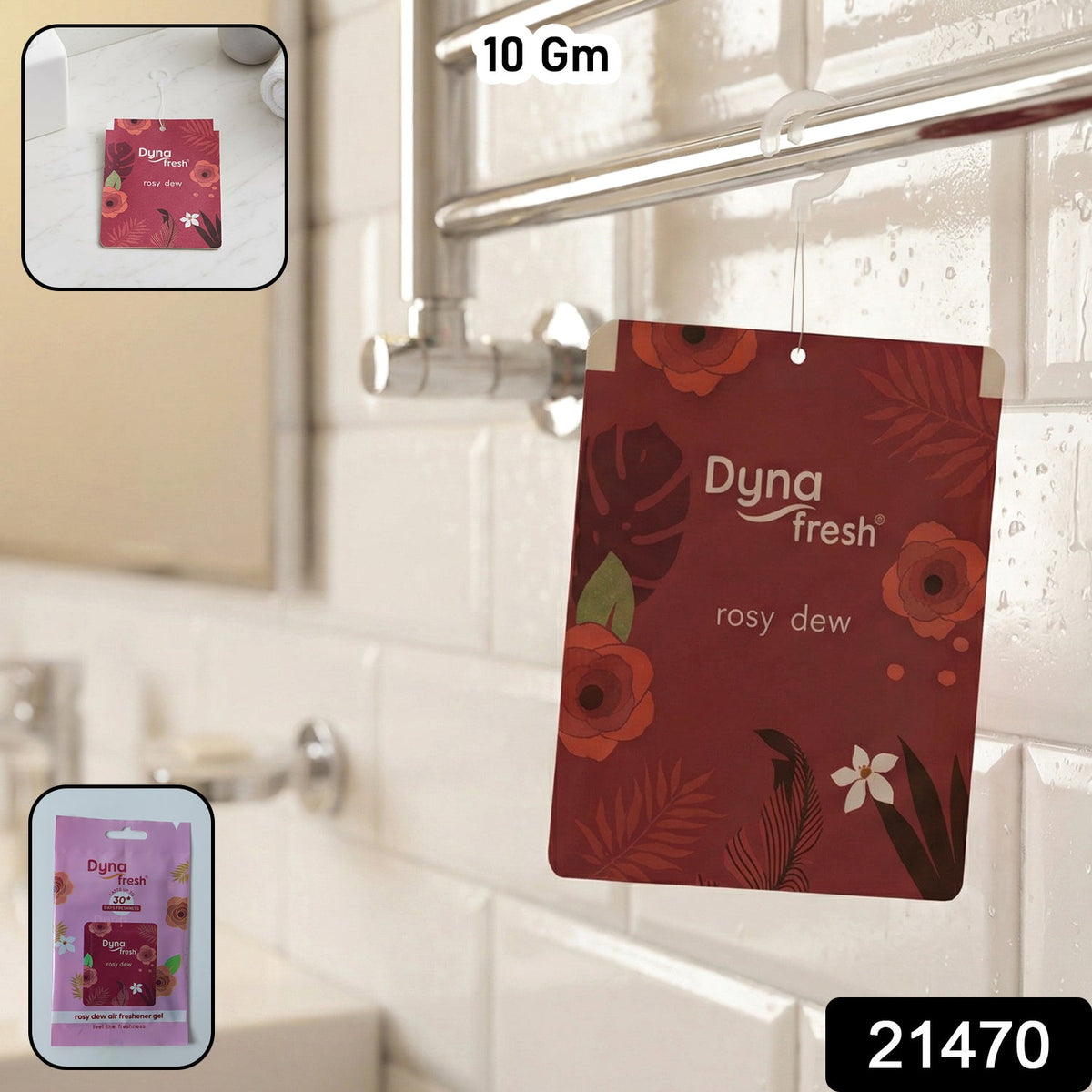 Compact Rosy Dew fragrance gel air freshener ideal for small, enclosed areas.