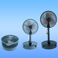 The Portable Desktop Fan fully folded down, emphasizing its travel-friendly design.