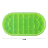 Green oval ice cube silicone tray for efficient freezing