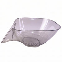 Side view of the lightweight, compact plastic strainer basket