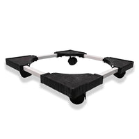 Durable metal and plastic framed support base for fridge and washing machine