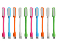 Assorted USB LED Light Lamps in various colors, connected via USB.