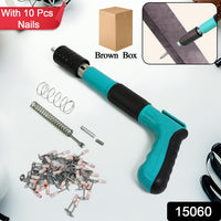 Compact manual steel nail gun, ideal for precise wall fastening in home projects.