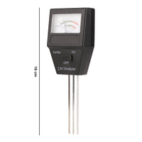 Size view of 18 cm height soil meter with white background