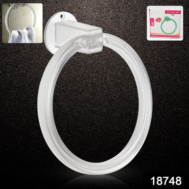 Close-up view of the unbreakable ABS towel ring, highlighting its smooth, clear plastic finish.