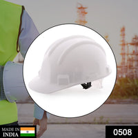 Front view of an anti-smashing construction helmet, highlighting its robust design and protective features.