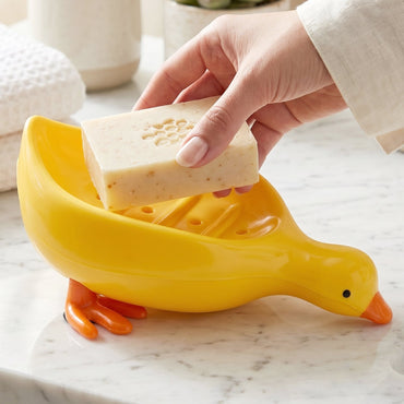 Playful duck-shaped plastic soap holder box from