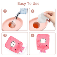 Pink Hot Water Bag displayed with its secure cap, highlighting leak-proof design.