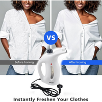 Handheld steamer with a visible water tank, showcasing its user-friendly design and ease of refill.