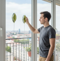 Detailed diagram explaining the double-sided magnetic window washing equipment.