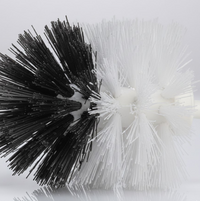 Visual instructions for hygienic use of the toilet cleaning brush.